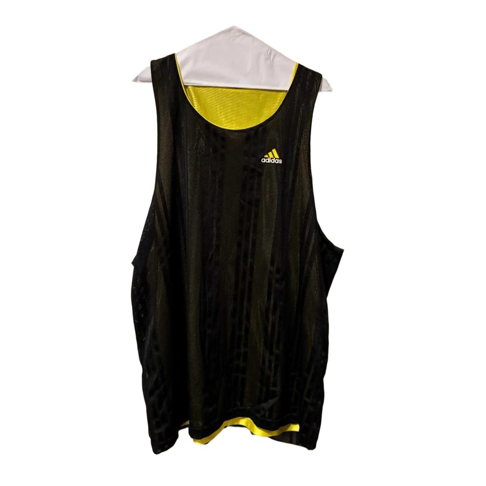 Adidas Reversible Basketball Jersey Tank Top Black Yellow Mesh Mens XL